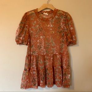 Meraki- Burnt Orange Lace Blouse